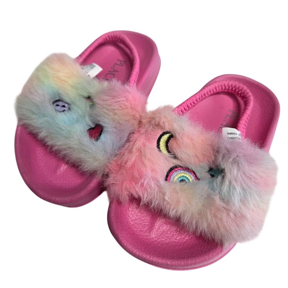 Fuzzy Rainbow Faux Fur Slides - The Children's Place - Toddler 4